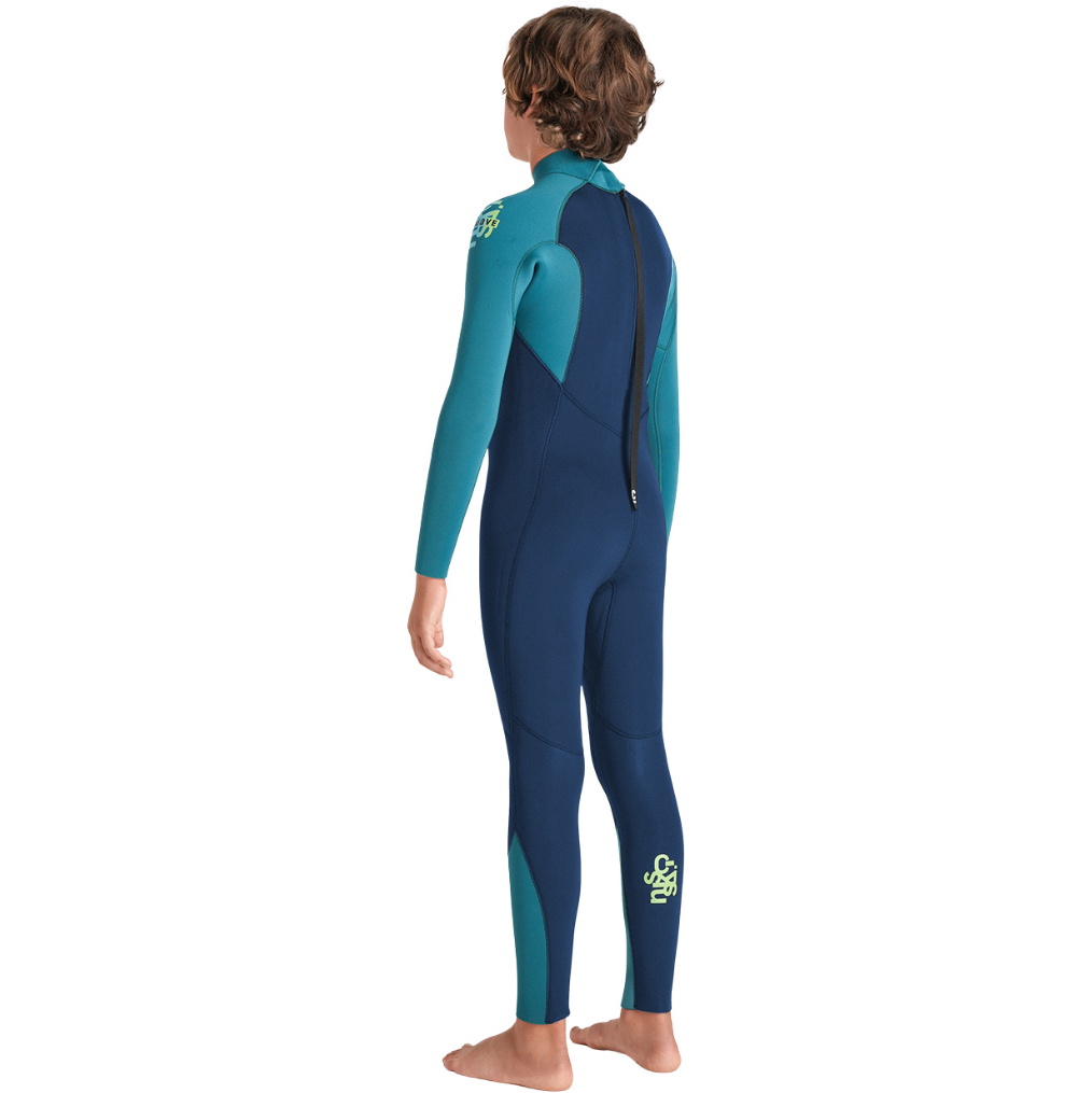 2026 C-Skins Junior Nuwave Legend 4/3mm Back Zip Kombinezon C-NLE43JBZ  Bluestone / Emerald / Lime